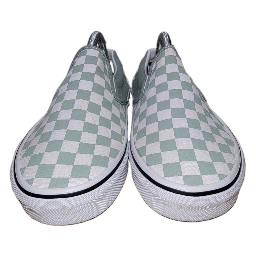 Vans Classic Slip-On Checkerboard Sage Green White Sneakers Womens 10 Mens 8.5 - Picture 7 of 11